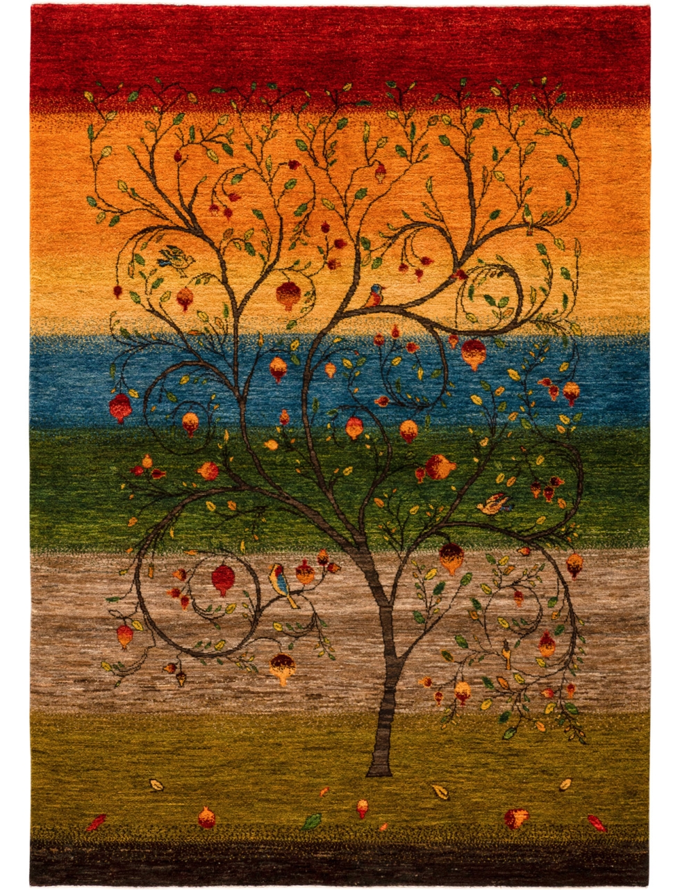 Iran Gabbeh Teppich-Unikat Granatapfelbaum im Sommer