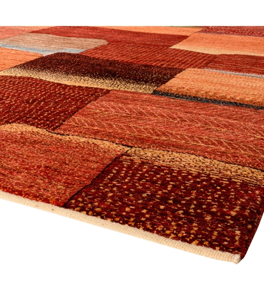 Iran Gabbeh Teppich-Unikat orangene Felder