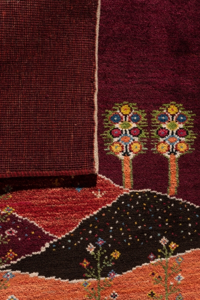 Iran Gabbeh Teppich-Unikat kleine Glücksbäume