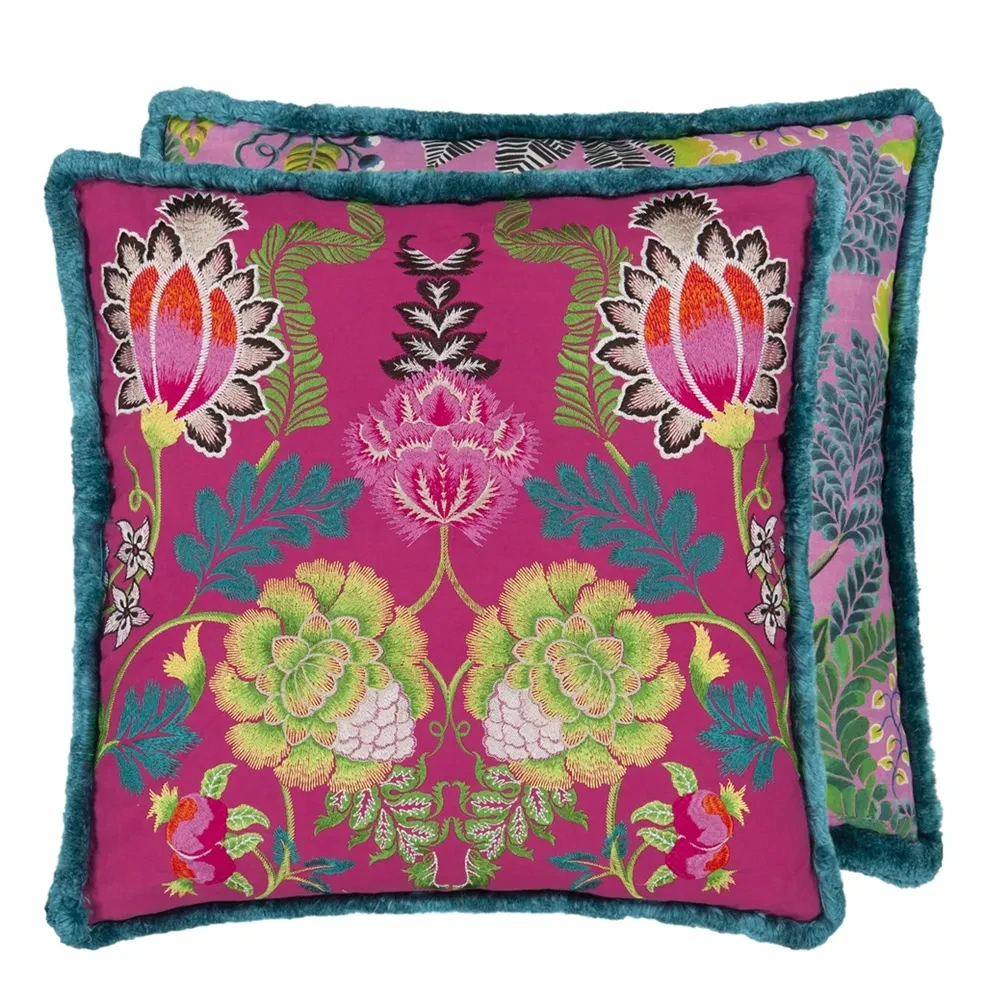 Kissen Brocart Decoratif Embroidered Cerise